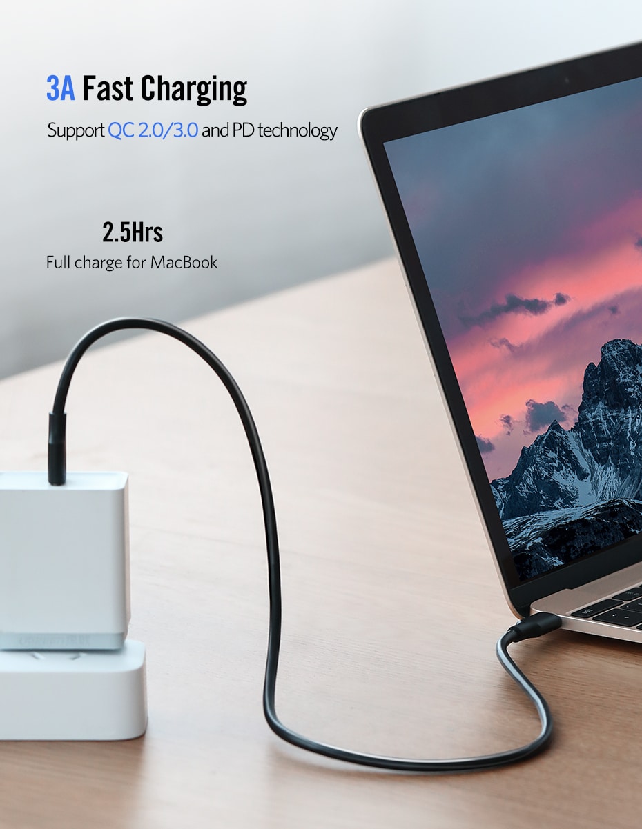 Ugreen USB-C 2.0 Kabel 3A 60W 2m