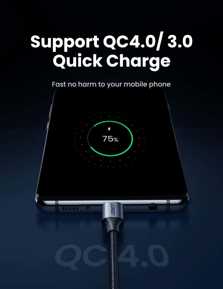 Ugreen USB-C 2.0 Kabel Flettet 3A 60W 2m