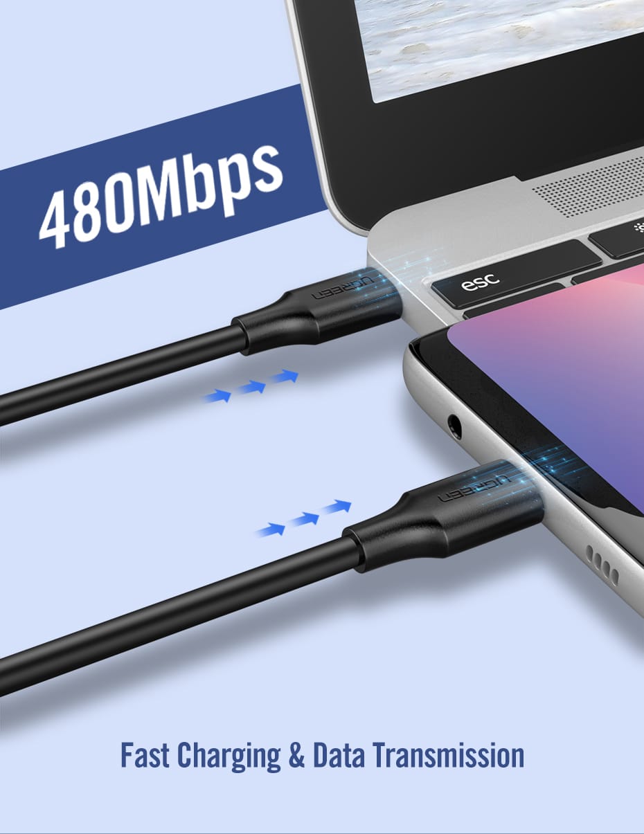 Ugreen USB-C 2.0 Kabel 3A 60W 2m