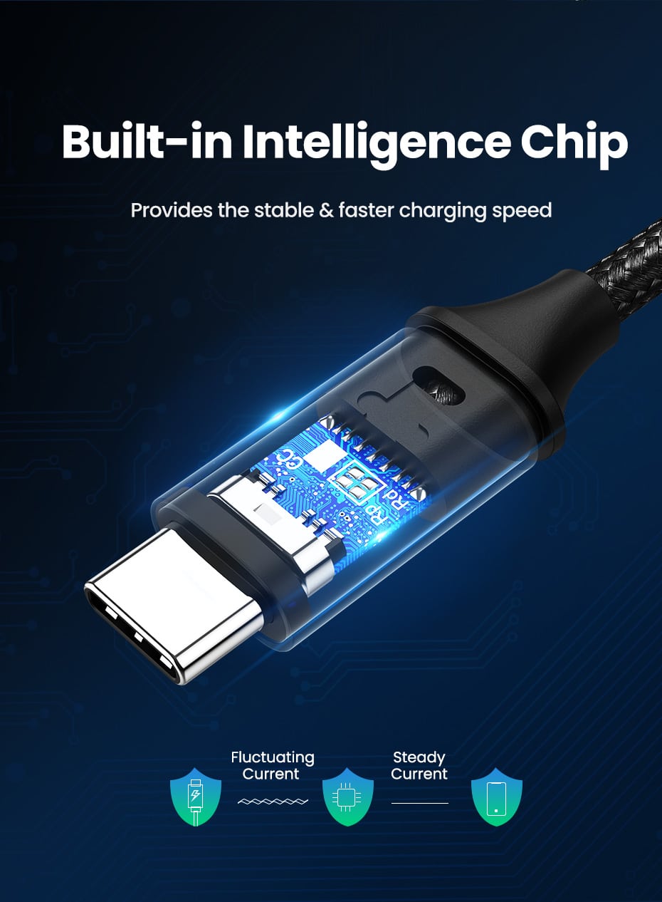 Ugreen USB-C 2.0 Kabel Flettet 3A 60W 2m