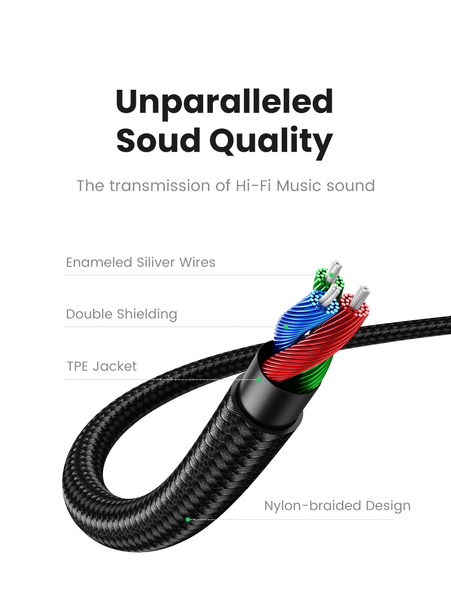 Ugreen 3.5mm AUX Kabel Flettet 2m