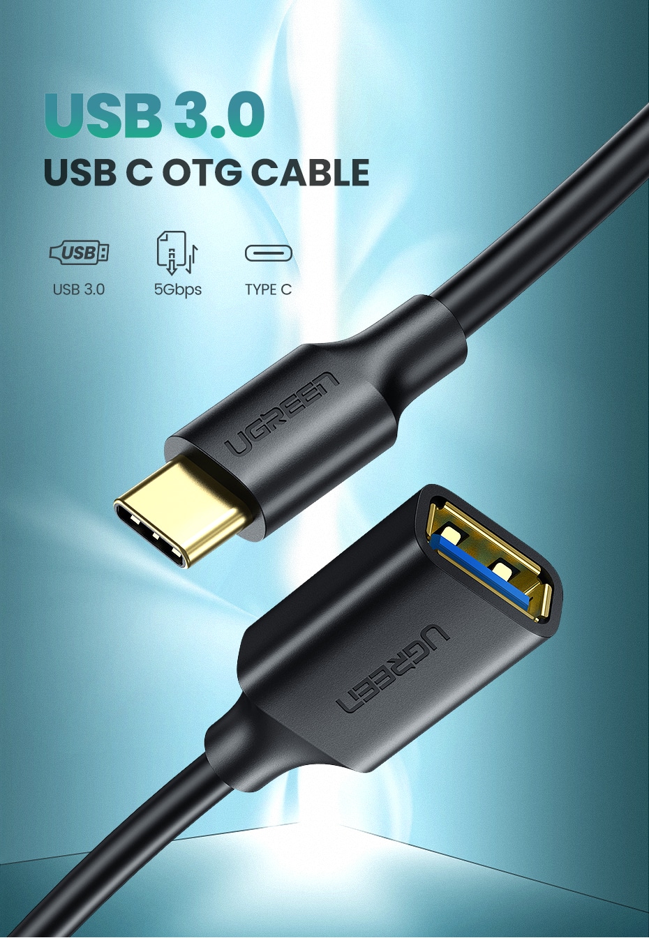 Ugreen USB-C til USB-A 3.0 OTG Adapterkabel Ugreen USB-C til USB-A 3.0 OTG Adapterkabel