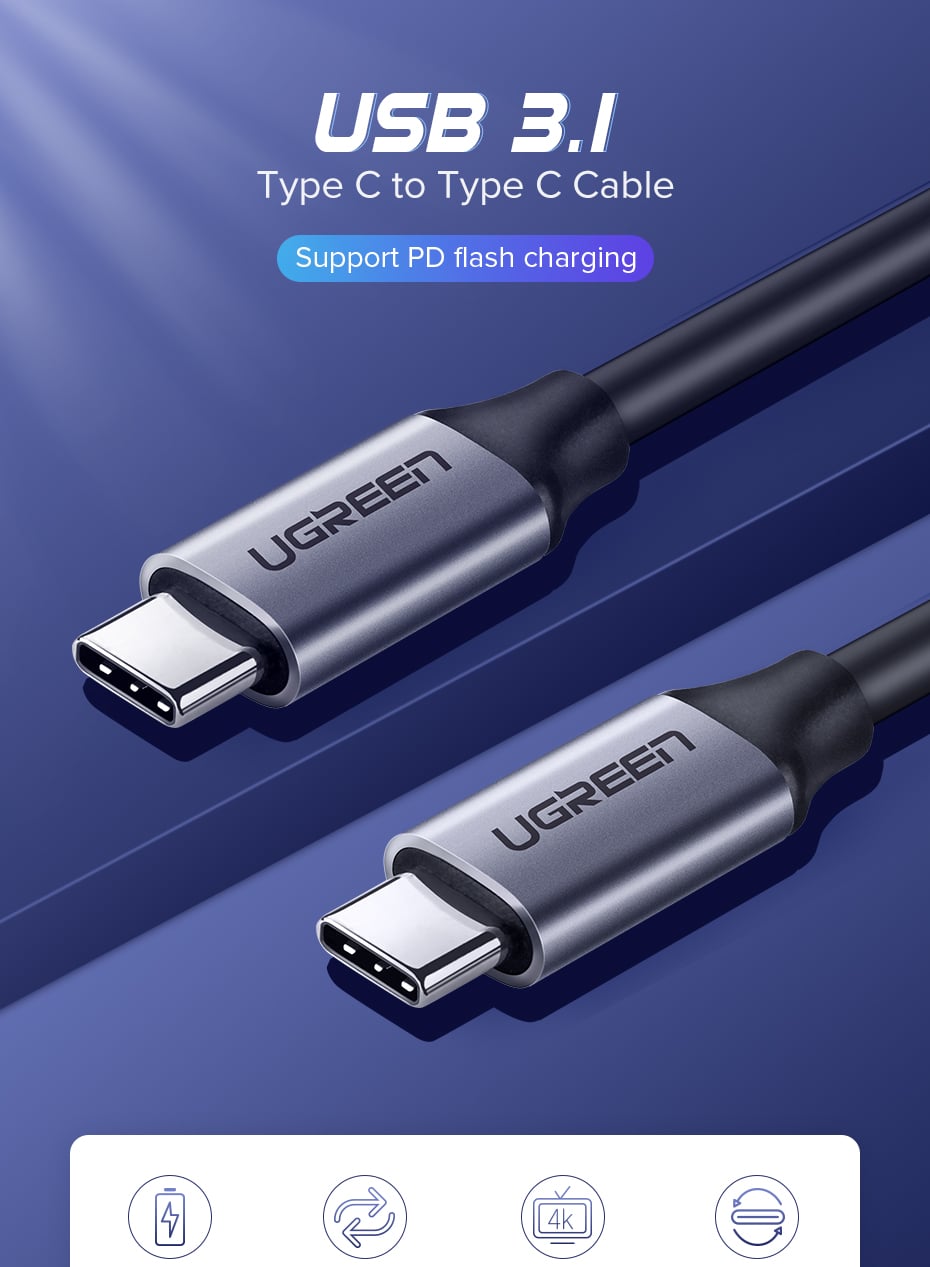 Ugreen USB-C 3.1 Gen1 Kabel 3A 60W 1.5m Ugreen USB-C 3.1 Gen1 Kabel 3A 60W 1.5m