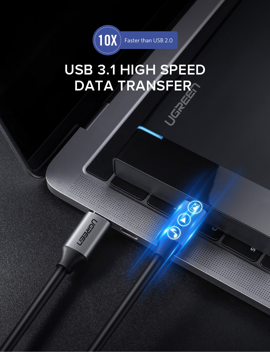 Ugreen USB-C 3.1 Gen1 Kabel 3A 60W 1.5m