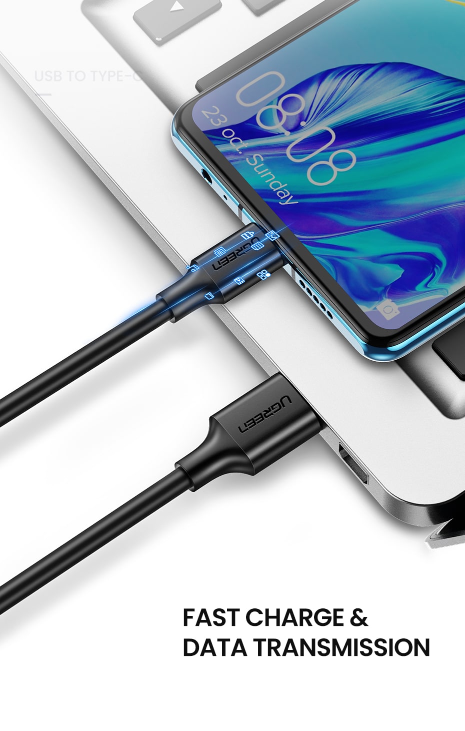 Ugreen USB-A 3.0 til USB-C Kabel 2.4A 2m