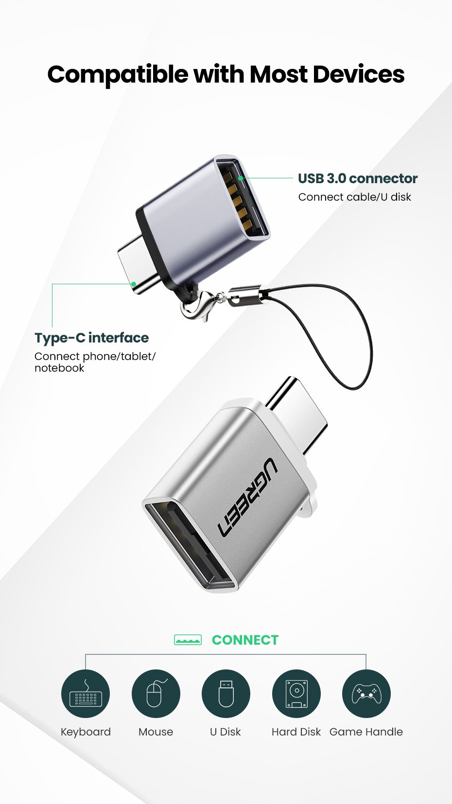 Ugreen USB-C til USB-A 3.0 OTG Adapter Ugreen USB-C til USB-A 3.0 OTG Adapter