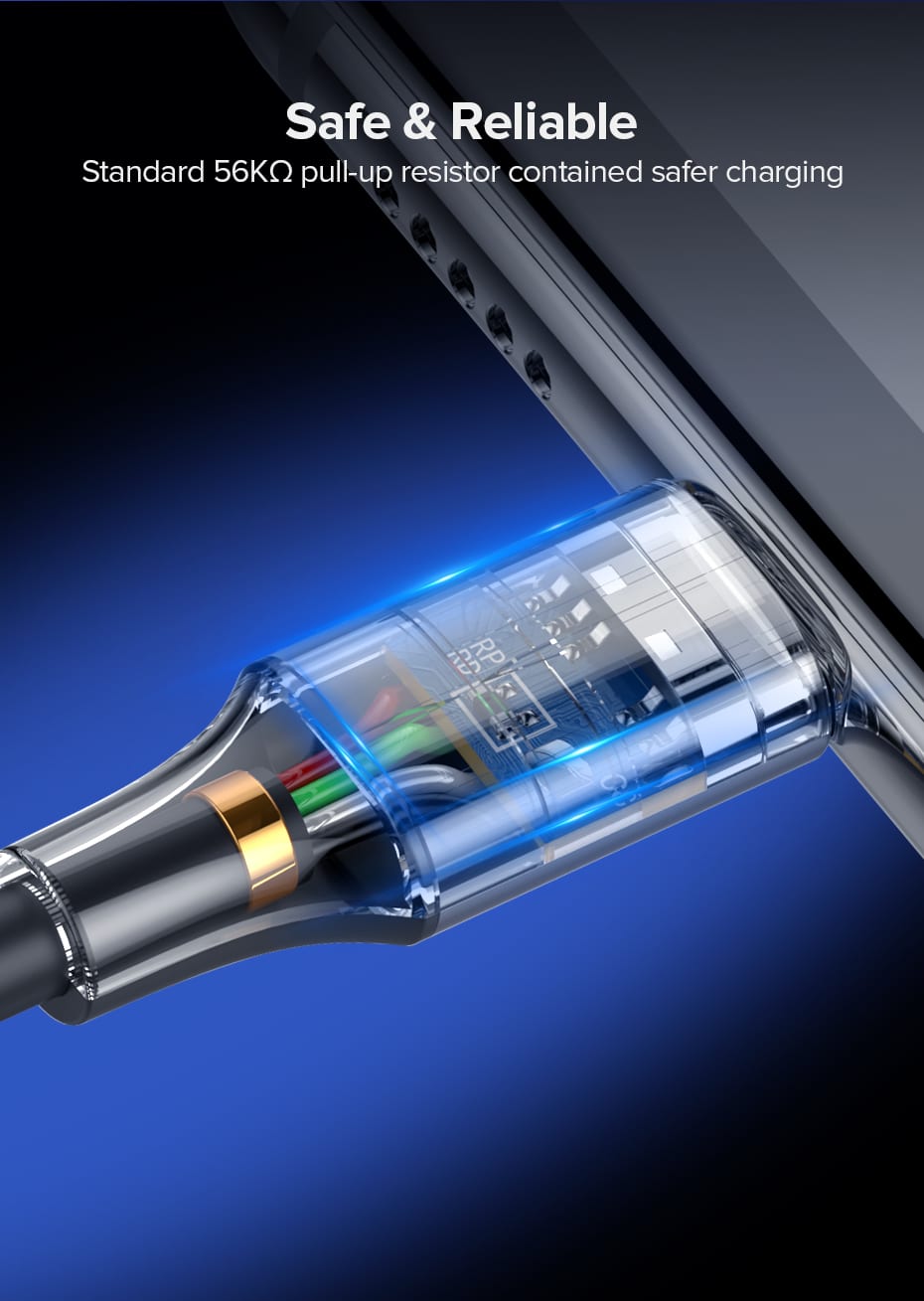 Ugreen USB-A 2.0 til USB-C Kabel Flettet 3A 2m