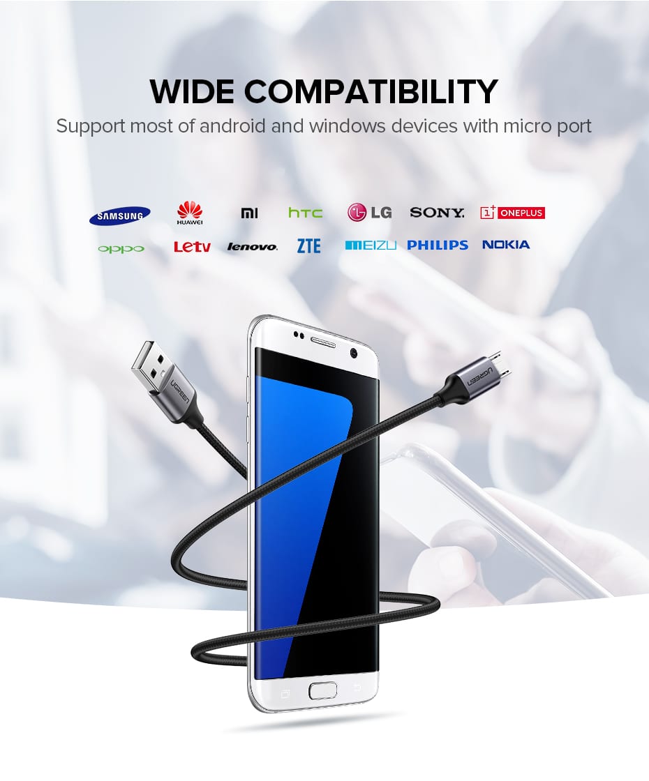 Ugreen USB-A 2.0 til Micro-USB Kabel Flettet 2A 2m