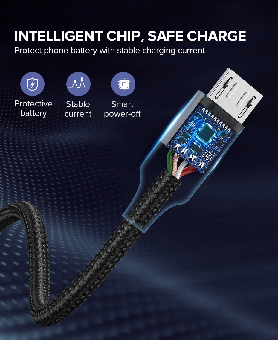Ugreen USB-A 2.0 til Micro-USB Kabel Flettet 2A 2m