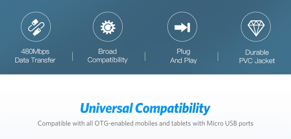 Ugreen Micro-USB til USB-A 2.0 OTG Adapterkabel