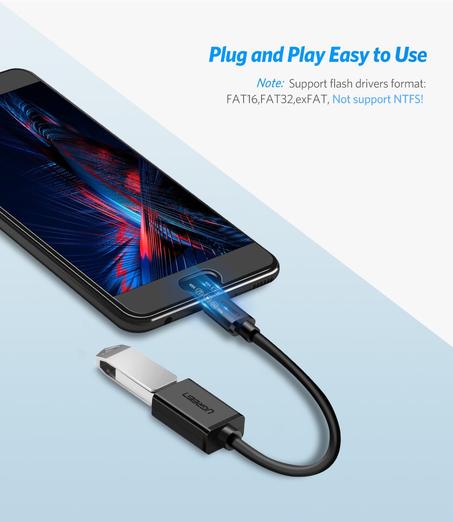 Ugreen Micro-USB til USB-A 2.0 OTG Adapterkabel Ugreen Micro-USB til USB-A 2.0 OTG Adapterkabel