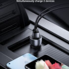 Ugreen 2xUSB Hurtiglader for Bil 36W